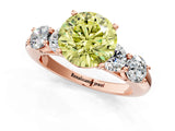 Rose gold Fancy Yellow Round  Cut Five-Stone Prong Set Diamond Ring with Classic Band_30