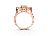 Rose gold Fancy Yellow Round Cut Halo Diamond Cluster Ring with Marquise and Round Stones on a White Gold Band with Prong Setting_3