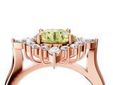 Rose gold Fancy Yellow Round Cut Halo Diamond Cluster Ring with Marquise and Round Stones on a White Gold Band with Prong Setting_4