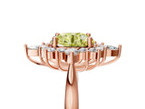 Rose gold Fancy Yellow Round Cut Halo Diamond Cluster Ring with Marquise and Round Stones on a White Gold Band with Prong Setting_5