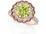 Rose gold Fancy Yellow Round  Cut Halo Diamond Engagement Ring with Pavé Band and Four-Prong Setting_22