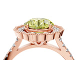 Rose gold Fancy Yellow Round  Cut Halo Diamond Engagement Ring with Pavé Band and Four-Prong Setting_25