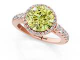 Rose gold Fancy Yellow Round  Cut Halo Diamond Engagement Ring with Pave Band and Four-Prong Setting_1