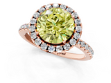 Rose gold Fancy Yellow Round  Cut Halo Diamond Engagement Ring with Pave Band and Four-Prong Setting_1