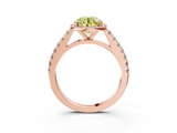 Rose gold Fancy Yellow Round  Cut Halo Diamond Engagement Ring with Pave Band and Four-Prong Setting_3