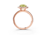 Rose gold Fancy Yellow Round  Cut Halo Diamond Engagement Ring with Pave Band and Four-Prong Setting_3