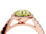 Rose gold Fancy Yellow Round  Cut Halo Diamond Engagement Ring with Pave Band and Four-Prong Setting_4