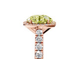 Rose gold Fancy Yellow Round  Cut Halo Diamond Engagement Ring with Pave Band and Four-Prong Setting_5