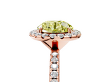 Rose gold Fancy Yellow Round  Cut Halo Diamond Engagement Ring with Pave Band and Four-Prong Setting_5