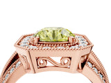 Rose gold Fancy Yellow Round Cut Halo Diamond Engagement Ring with Pave Split Shank and Four-Prong Setting_4