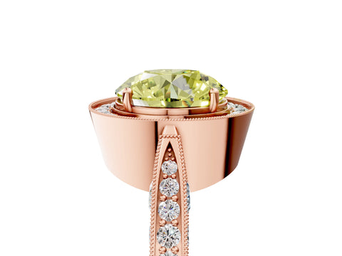 Rose gold Fancy Yellow Round Cut Halo Diamond Engagement Ring with Split Shank Band and Four-Prong Setting_5