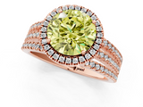 Rose gold Fancy Yellow Round  Cut Halo Diamond Engagement Ring with Split Shank and Four-Prong Setting_1