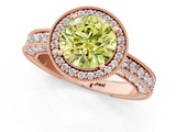 Rose gold Fancy Yellow Round  Cut Halo Diamond Pave Band Ring with Four-Prong Setting_1