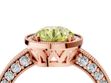Rose gold Fancy Yellow Round  Cut Halo Diamond Pave Band Ring with Four-Prong Setting_4
