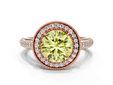 Rose gold Fancy Yellow Round  Cut Halo Diamond Pave Band with Four-Prong Setting