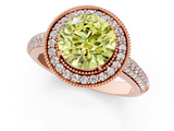 Rose gold Fancy Yellow Round  Cut Halo Diamond Pave Band with Four-Prong Setting_1