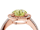Rose gold Fancy Yellow Round  Cut Halo Diamond Pave Band with Four-Prong Setting_4