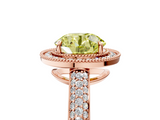Rose gold Fancy Yellow Round  Cut Halo Diamond Pave Band with Four-Prong Setting_5