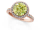 Rose gold Fancy Yellow Round Cut Halo Diamond Pave Band with Prong Setting_1