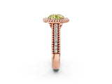 Rose gold Fancy Yellow Round Cut Halo Diamond Ring with Beaded Split Shank and Four-Prong Setting_2