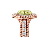 Rose gold Fancy Yellow Round Cut Halo Diamond Ring with Beaded Split Shank and Four-Prong Setting_5