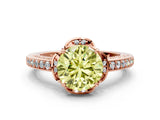 Rose gold Fancy Yellow Round  Cut Halo Diamond Ring with Channel Set Band and Four-Prong Setting_29