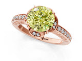 Rose gold Fancy Yellow Round  Cut Halo Diamond Ring with Channel Set Band and Four-Prong Setting_30