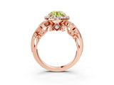 Rose gold Fancy Yellow Round Cut Halo Diamond Ring with Milgrain and Bezel Accents on a Split Shank Band_15