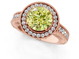 Rose gold Fancy Yellow Round  Cut Halo Diamond Ring with Pavé Band and Four-Prong Setting_29