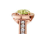 Rose gold Fancy Yellow Round  Cut Halo Diamond Ring with Pavé Band and Four-Prong Setting_33