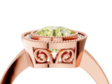 Rose gold Fancy Yellow Round  Cut Halo Diamond Ring with Pavé Band and Milgrain Prong Setting_36
