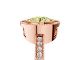 Rose gold Fancy Yellow Round  Cut Halo Diamond Ring with Pavé Band and Milgrain Prong Setting_37