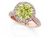 Rose gold Fancy Yellow Round Cut Halo Diamond Ring with Pavé Band_1