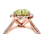 Rose gold Fancy Yellow Round Cut Halo Diamond Ring with Pavé Band_4