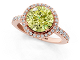 Rose gold Fancy Yellow Round  Cut Halo Diamond Ring with Pave Band and Four-Prong Setting_1