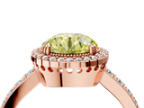 Rose gold Fancy Yellow Round  Cut Halo Diamond Ring with Pave Band and Four-Prong Setting_4