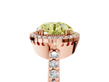 Rose gold Fancy Yellow Round  Cut Halo Diamond Ring with Pave Band and Four-Prong Setting_5