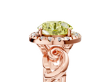 Rose gold Fancy Yellow Round  Cut Halo Diamond Ring with Scrollwork Band and Four-Prong Setting_5