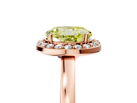 Rose gold Fancy Yellow Round Cut Halo Diamond Ring with Solitaire Band and Prong Setting_5