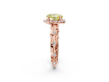 Rose gold Fancy Yellow Round Cut Halo Diamond Solitaire with Filigree Band and Four-Prong Setting_2
