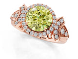Rose gold Fancy Yellow Round Cut Halo Diamond Split Shank Engagement Ring with Four-Prong Setting_1