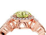 Rose gold Fancy Yellow Round Cut Halo Diamond Split Shank Engagement Ring with Four-Prong Setting_4