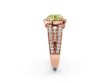 Rose gold Fancy Yellow Round Cut Halo Diamond Split Shank Ring with Prong Setting_2