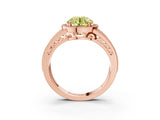 Rose gold Fancy Yellow Round Cut Halo Diamond Split Shank Ring with Prong Setting_3