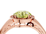 Rose gold Fancy Yellow Round Cut Halo Diamond Split Shank Ring with Prong Setting_4