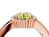 Rose gold Fancy Yellow Round  Cut Halo Pave Band Four-Prong Ring_33
