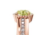 Rose gold Fancy Yellow Round  Cut Halo Pave Band Four-Prong Ring_34