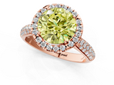 Rose gold Fancy Yellow Round  Cut Halo Pave Band Four-Prong Setting Ring_1