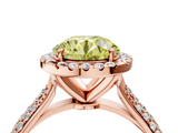 Rose gold Fancy Yellow Round  Cut Halo Pave Band Four-Prong Setting Ring_4