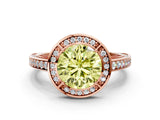 Rose gold Fancy Yellow Round  Cut Halo Pave Split Shank Prong Setting Ring_32